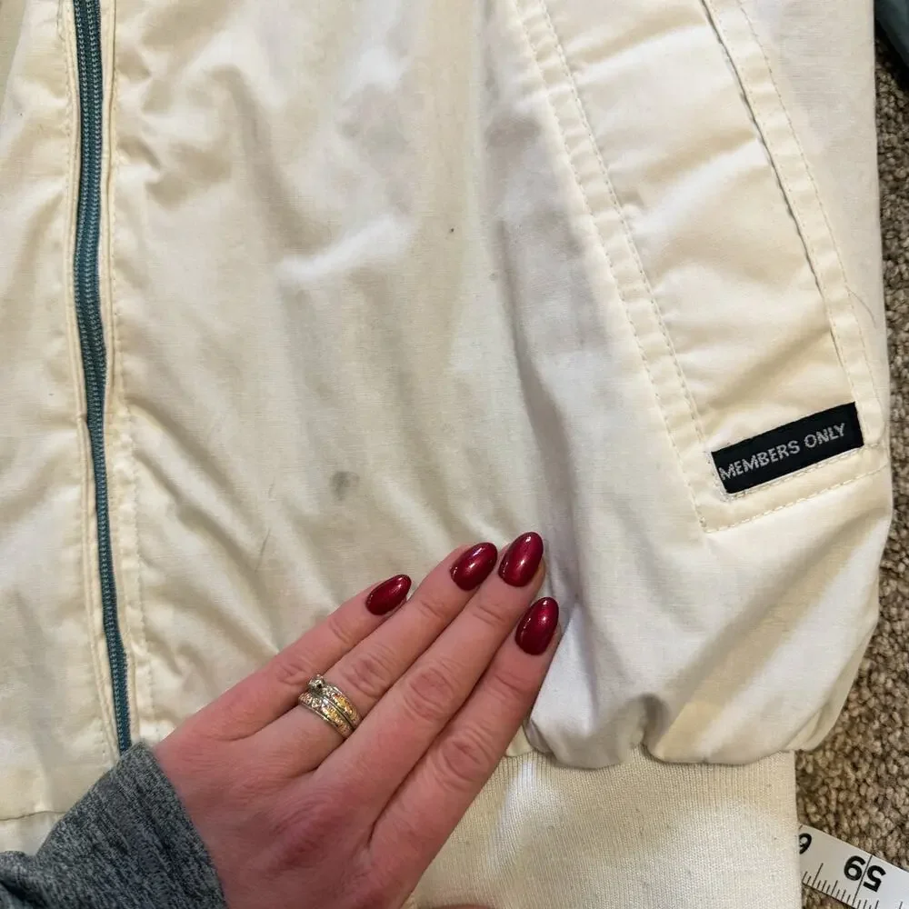 Members Only Vintage Blue & White Reversible Jacket Large
